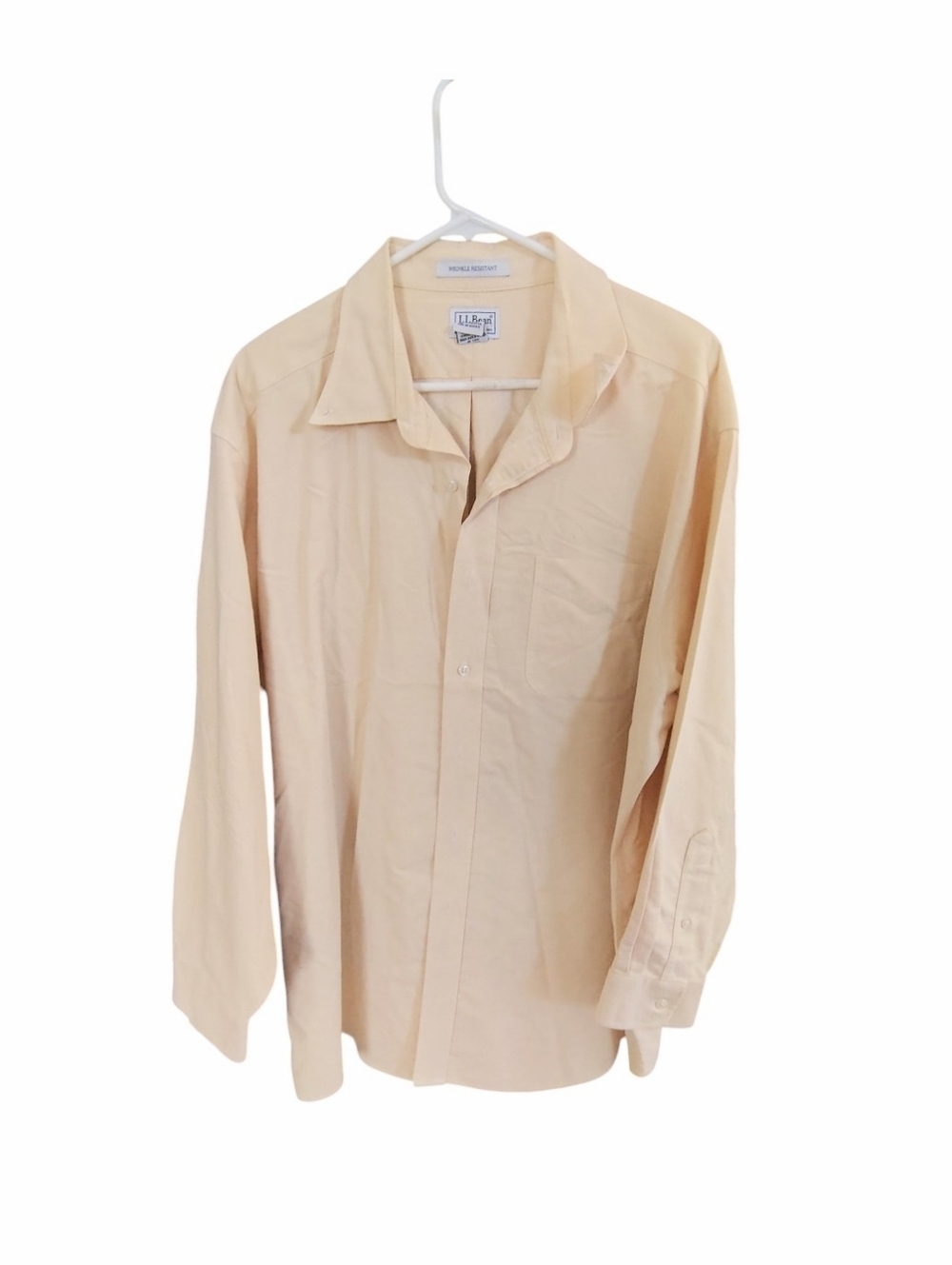 L.L.Bean Wrinkle Resistant Pale Yellow 100% Cotton Long Sleeve Shirt Size 0XL